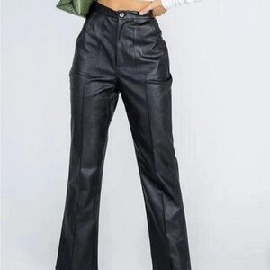 Princess Polly Black Faux Leather Trousers